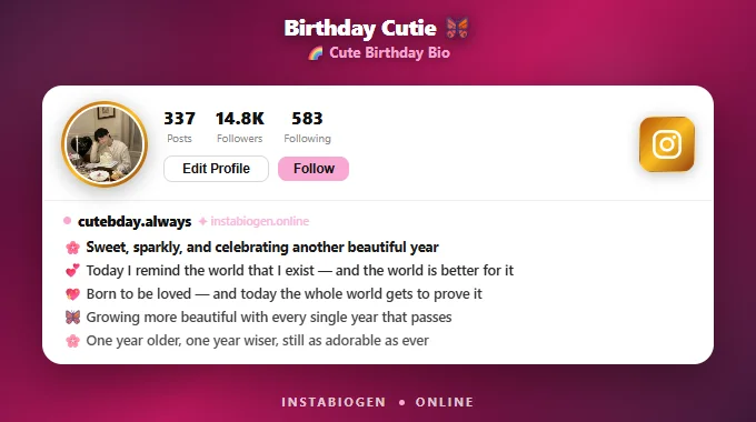 Cute Birthday Bio For Instagram
